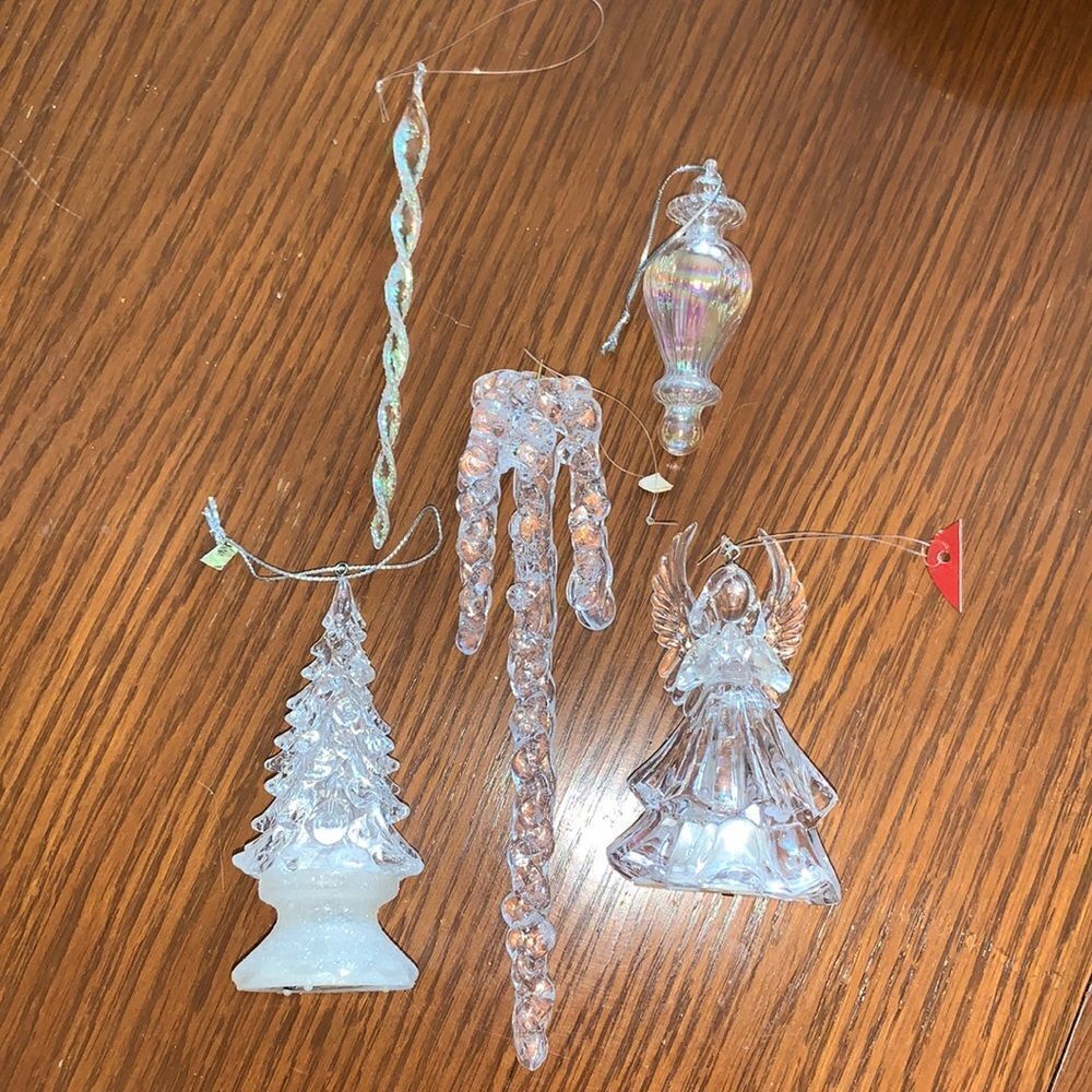Collection of clear glass‎ & plastic Christmas tree ornaments
